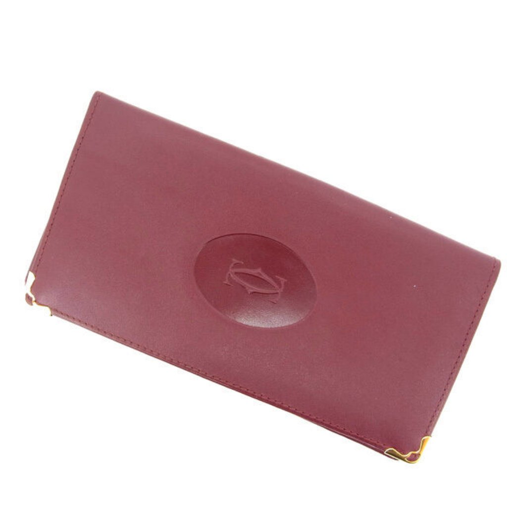 Cartier Wallet Purse Long Wallet Mastline Red Woman Authentic Used Y354